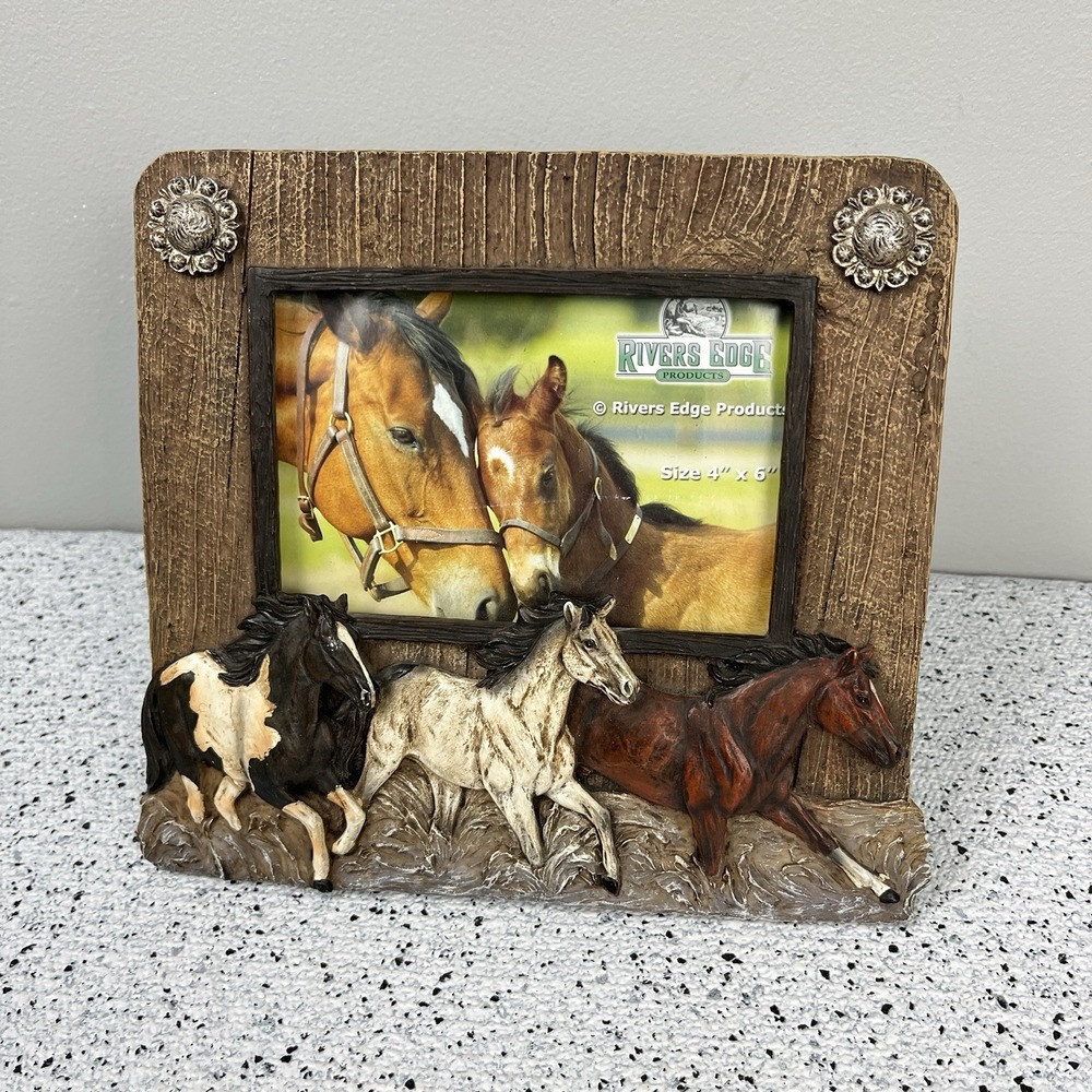 Rivers Edge Horse Farm Resin‎ Picture Frame 4x6 Photo Ranch Cottagecore